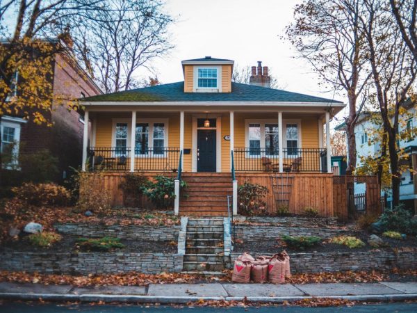 Exterior home photo with orange paint